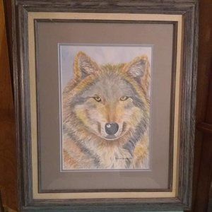 BEAUTIFUL WOLF LARGE WALL PICTURE/ PAINTING / Drawing / Artwork * WOLF